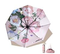 Maibar Plegable Paraguas Solar uv Capa Doble Compacto Plegable Antiviento Impermeable Plegables Bloqueo de UV Sombrillas para mujeres (Rosa)