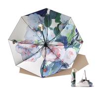 Maibar Plegable Paraguas Solar uv Capa Doble Compacto Plegable Antiviento Impermeable Plegables Bloqueo de UV Sombrillas para mujeres (Blanco)