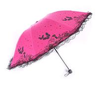 Maibar Plegable Paraguas Solar uv Contrato Plegable Antiviento Ligero Pequeño Impermeable Mini Plegables Sombrillas Damas (Rosa roja)