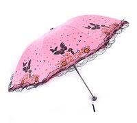 Maibar Plegable Paraguas Solar uv Contrato Plegable Antiviento Ligero Pequeño Impermeable Mini Plegables Sombrillas Damas (Rosa)