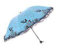 Maibar Plegable Paraguas Solar uv Contrato Plegable Antiviento Ligero Pequeño Impermeable Mini Plegables Sombrillas Damas (Azul)