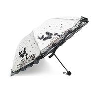 Maibar Plegable Paraguas Solar uv Contrato Plegable Antiviento Ligero Pequeño Impermeable Mini Plegables Sombrillas Damas (Beige)