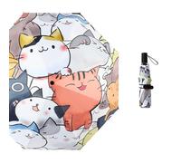 Maibar Plegables Parasol SPF 50 patrón 3D Compacto UPF 50 Protección UV Gato Plegable Paraguas Paraguas pequeño para mujer (Elevador manual)