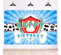 Maicaiffe Cartel de fondo de cumpleaños con diseño de pata de perro - Póster de fondo de fotografía de huellas de 6 x 4 pies - Decoración de fiesta de cumpleaños de perro de dibujos animados para
