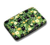 Maicican Portatarjetas de crédito, mini cartera de aluminio con bloqueo RFID, funda rígida de metal delgado para viaje, funda de identificación para mujeres y hombres, 4.3 x 2.9 pulgadas, Gatos y