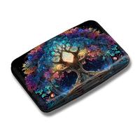 Maicican Portatarjetas de crédito, mini cartera de aluminio con bloqueo RFID, funda rígida de metal delgado para viaje, funda de identificación para mujeres y hombres, 4.3 x 2.9 pulgadas, Árbol de
