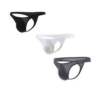 Maiclaice 3Paquetes Hombre Seda De Hielo Skiny Fit Tanga Talle Bajo Ligero Bikini Slips Ropa Interior Negro Blanco Gris X-Large