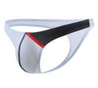 Maiclaice Hombre Seda De Hielo Tanga Running Talle Bajo Skiny Fit Slips Ropa Interior Blanco X-Large