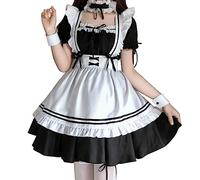 Maid Cosplay Anime Disfraz de Criada para Cosplay Traje de Maid con Vestido Delantal Sombrero Collar Pierna Anillo Manga para Halloween Ropa Festiva