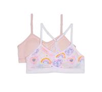 Maidenform Girl Girls' 2 Pack Ruched Bra, ICON TIE DYE/Rose Quartz, XL