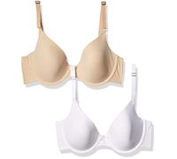 Maidenform One Fab Fit Demi-Brasier para Camiseta, Paquete de 2 Sujetador, Opaco, Latte Lift/Blanco, 105D (Pack de 2) para Mujer