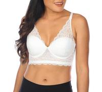 Maidenform Sujetador para mujer, sin aros, bralette, encaje, largo, adaptable, muy cómodo, 90C