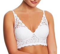 Maidenform Sujetador para mujer, sin aros, bralette, encaje, largo, adaptable, muy cómodo, Blanco, 70A