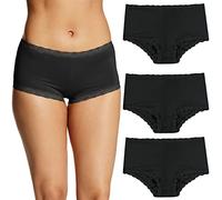 Maidenform Underwear, Microfiber with Lace Boyshort Panties, One Fab Fit, 3-Pack Ropa Interior para Hombre, Color Negro, 3 Unidades, XL (Pack de 3) para Mujer