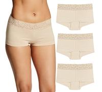 Maidenform Underwear, Stretch Cotton Boyshort Panties For Women, Assorted, 3-Pack Ropa Interior para Hombre, Latte Lift-Juego de 3 Unidades, M (Pack de 3) para Mujer