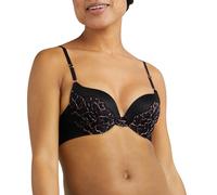 Maidenform Underwire, Love The Lift Smoothing Lace Demi, Push-up Bra for Women Sujetador, Opaco, Negro/Oro Rosa, 85C para Mujer
