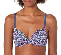 Maidenform Women's One Fab Fit Underwire, T-Shirt, Modern Demi, Lightly Lined Bra with Convertible Straps, Lovely Animal Print-Navy Eclipse, 34C