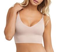 Maidenform Women's Pure Comfort Seamless Brami, Pullover Wireless V-Neck Cami Bra, Removable Cups, Evening Blush