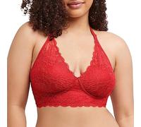 Maidenform Women's Pure Comfort Wireless Lace Longline Bralette, Lightly Lined Convertible Bra, Eclipse Red, 36D