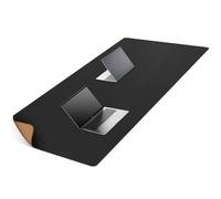MAIDERN Alfombrilla de escritorio de corcho y piel de, 160 x 80cm Tapete de escritorio de doble cara, Alfombrilla ratón, Protector mesa escritorio para juegos en casa y oficina (negro)