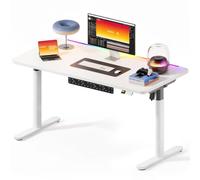 MAIDeSITe Escritorio eléctrico de altura ajustable, 140 x 70 cm, escritorio de pie RGB con LED, escritorio para gamer, mesa de oficina en casa, mesa de ordenador para sala de estar