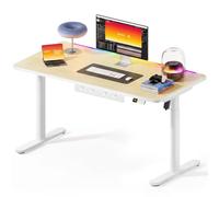 MAIDeSITe Escritorio eléctrico de altura ajustable, 140 x 70 cm, escritorio de pie RGB con LED, escritorio para gamer, mesa de oficina en casa, mesa de ordenador para sala de estar