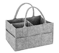 MaidMAX Cesta para Accesorios de Bebé, Canastilla de Bebé, Pañalera Portátil con Compartimentos Ajustables, para Hogar, Coche, Viaje, Gris