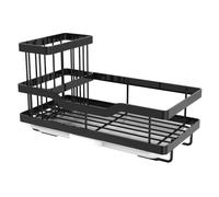 Maifan Soporte de esponja multifuncional para fregadero de cocina, organizador de fregadero de cocina con soporte de cepillo desmontable, soporte de acero inoxidable 304 para jabón y jabón, soporte de