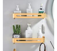 maifey Estantería de Ducha de Baño Sin Perforación, Estante de Ducha Dorado Champagne de Montaje en Pared de Aluminio Espacial Estanteria Organizador Baño para Champú,Gel de Ducha,CosméTico(2 Piezas)