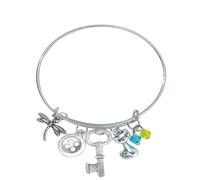 MAIGO Coraline - Pulsera de gato con piedra verde y libélula - Coraline Merchandise - Pulsera verde, talla única, Metal, aleación.