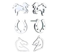 MAIGO Pendientes de caballo, juego de 3 regalos de caballo para mujeres y niñas, lindas joyas de caballo, regalos ecuestres, caballo de plata, cabeza de caballo, aretes de herradura, regalos temáticos