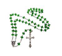 Maigridy Collar de cuentas de rosario de piedras verdes, colgante de cruz de Virgen María Cristo Jesús para mujeres y hombres, joyería católica, regalo de rosario