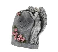 Maigridy Jarrón de cementerio de energía solar, escultura angélica ornamento, resinas, decoración al aire libre, macetas para conmemoraciones, jardín, tumba, decoración de tumba con energía solar