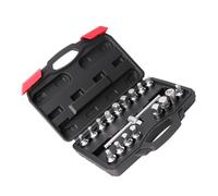 Maigridy Juego de 18 llaves de vaso profesionales para vehículos con palancas universales, mango ergonómico y herramienta de extracción de tapones de drenaje de aceite de construcción de aleación de