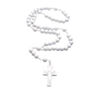 Maigridy Rosario de madera blanca con cruces para fieles, regalo de oración religiosa unisex con cruces para meditaciones y collar espiritual de paz para mujer