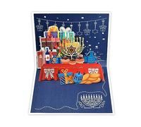 Maigridy Tarjeta de bendición de festival para Janucá HappyHanukkah, tarjeta de regalo de menorá, tarjetas emergentes 3D para familiares, amigos, decoración de mesa festiva