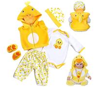 MAIHAO Reborn Ropa de muñeca para bebé, 43-55 cm, pato amarillo, juego de 5 piezas, ropa para muñecas, accesorios para muñecas de 43 a 55 cm