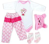 MAIHAO Ropa de bebé Reborn, ropa de muñecas Reborn de 22 pulgadas, accesorios para muñecas recién nacidas de 20 a 22 pulgadas, para niñas y niños 【Juego de 5 piezas con bonito patrón de oso】