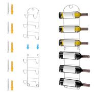 MAIJIAJU Botellero de pared para 6 botellas, soporte para botellas de vino de metal plateado, estante estrecho para botellas de vino, estante para botellas de pared, decoración para frigorífico, bar