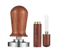 Maiju 51mm Espresso Tamper & Stirrer Set Tamper calibrado de café con Base Plana de Acero Inoxidable 304 con Resorte Prensa de Mango de Madera Barista para máquina de Espresso