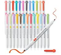 MAIKEDEPOT 25 marcadores suaves reales, resaltadores pastel de colores surtidos, marcadores de doble punta, cincel y puntas finas para colorear, subrayar, resaltar