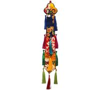 MaikOn Bandera tibetana, Bandera de Oro, Pancarta de Tambor Tibetano de 38cm, Colgante Decorativo Tibetano, Pancarta de Tambor pequeño