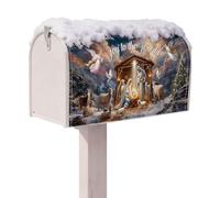 Mailbox Cover, Rain Protection Festive Decoration, Magnet Christmas Mailbox Cover for Holiday, Polyester Fabric Design with Easy Fit, Outdoor Decor with Religious Theme, Farmhouse Park Apartment Use