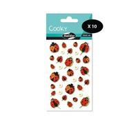 Maildor 560358Cpack - Bolsa de gomas 3D Cooky 1 tabla de 7,5 x 12 cm, Escarabajos (34 pegatinas) - Paquete de 10