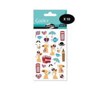 Maildor 560381Cpack - Bolsa de gomas 3D Cooky 1 tabla de 7,5 x 12 cm, Londres (27 pegatinas) - Paquete de 10