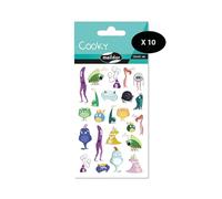 Maildor 560503Cpack - Bolsa de gomas 3D Cooky 1 tabla de 7,5 x 12 cm, Monstruos 2 (21 pegatinas) - Paquete de 10