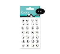 Maildor 560539C - Bolsa de gomas 3D Cooky 1 tabla de 7,5 x 12 cm, ojos (28 pegatinas) - Paquete de 10