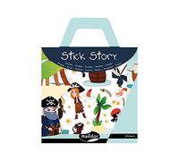 Maildor 566403O - Une valisette Stick'story comprenant 2 décors + 4 planches de stickers repositionnables, Pirates (91 stickers)