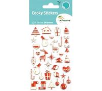 Maildor CY043Opack - Bolsa de gomas 3D Cooky 1 tabla de 7,5 x 12 cm, Navidad escandinava roja (34 pegatinas) - Paquete de 10