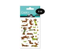 Maildor CY097O - Bolsa de gomas 3D Cooky 1 tabla de 7,5 x 12 cm, Dachshund (26 pegatinas) - Paquete de 10 unidades